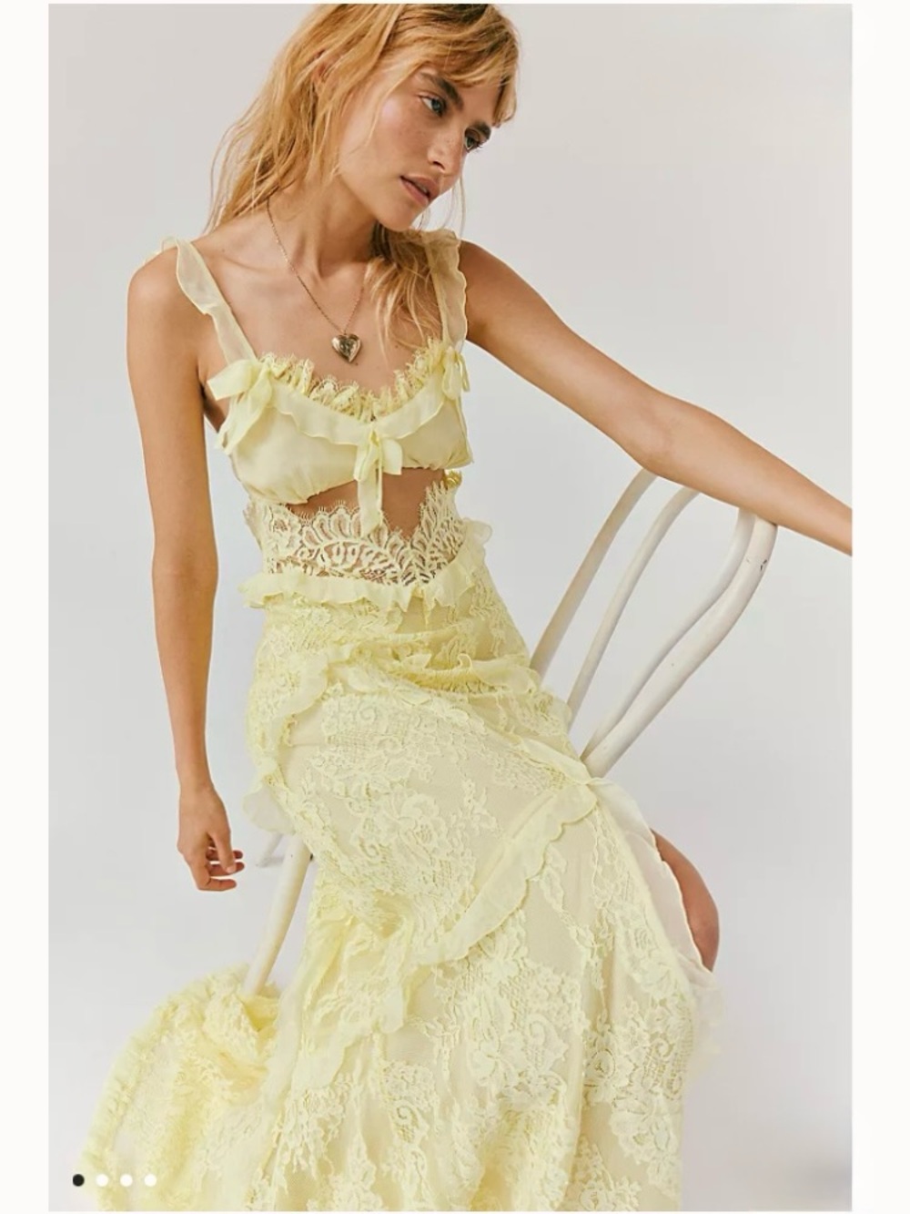 Milena Yellow Lace Ruffle Bralette Maxi Dress